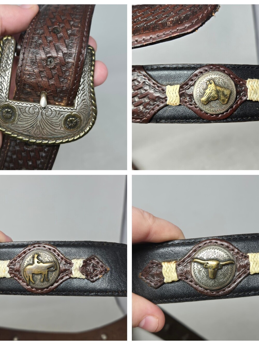 Vintage Jack Daniels Leather Belt Men's Size 38 Black Western Style Rare